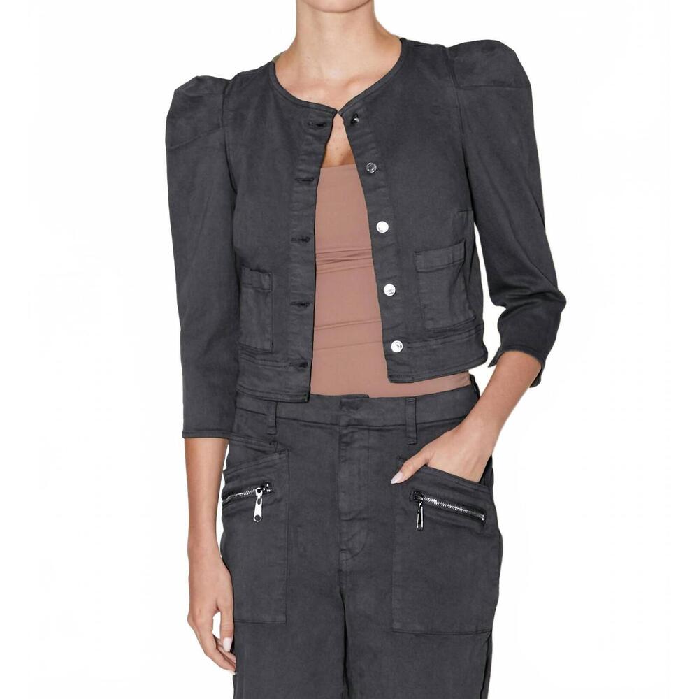 NEW LE JEAN sienna jacket in washed black